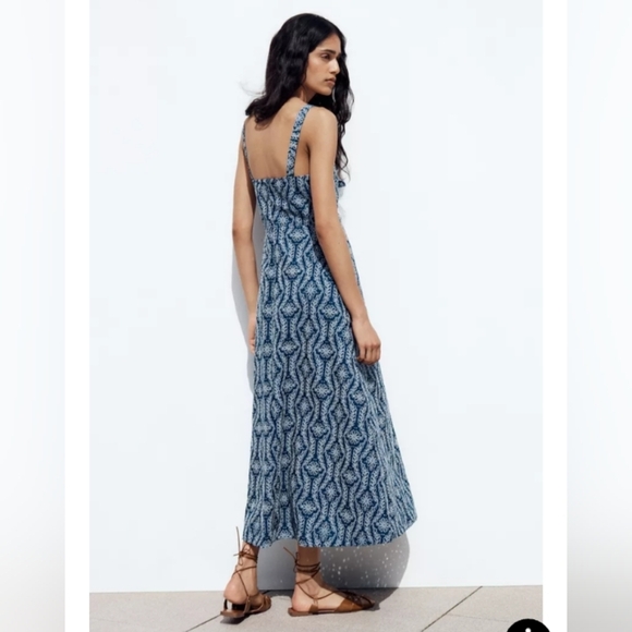 Zara Rubberized Openwork Embroidery Midi Dress - Picture 6 of 9